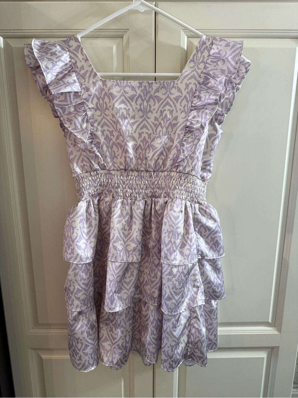 Girls Lavender Patterned Ruffle Dress - Picture 2 of 3